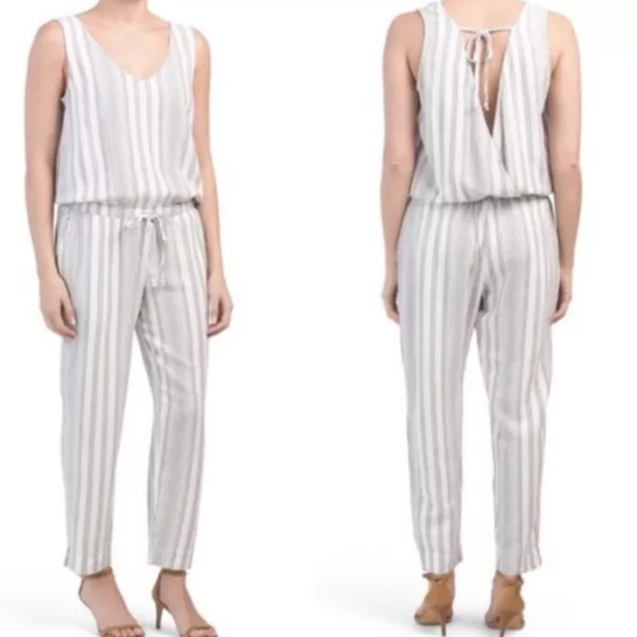 cloth & stone Pants - Cloth And Stone Linen Blend Striped Jumpsuit - Size S